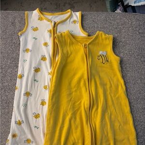 Yellow and White Baby Sleep Sacks with Bee Design